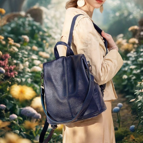 Soft Leather Waterproof Anti-Theft Dual Shoulder Bag for Girls Large Capacity Versatile Travel Ladies Fashion New Student Bookbag