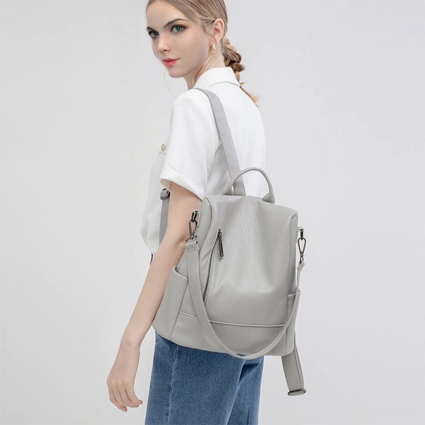 Soft Leather Anti-Theft Backpack Women Korean Simple 2024 Summer New Backpack Large Capacity Casual Single Shoulder Dual-Use Bag