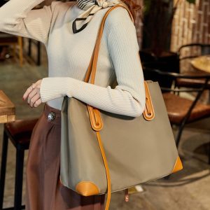 Waterproof Canvas Women's Fashionable Tote Bag - Versatile Work Handbag, Lightweight Large Capacity Shoulder Bag