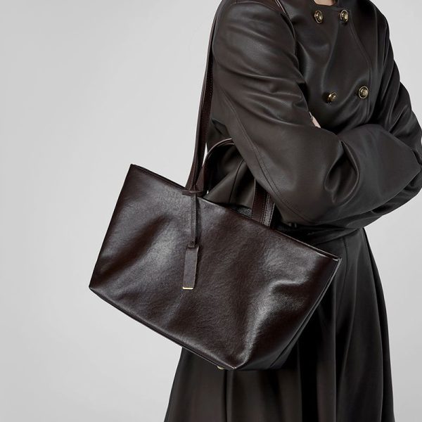New Women's Leather Shoulder Bag Crossbody Tote Vintage Soft Genuine Cowhide Handbag Large Capacity Small Cross-Border Design