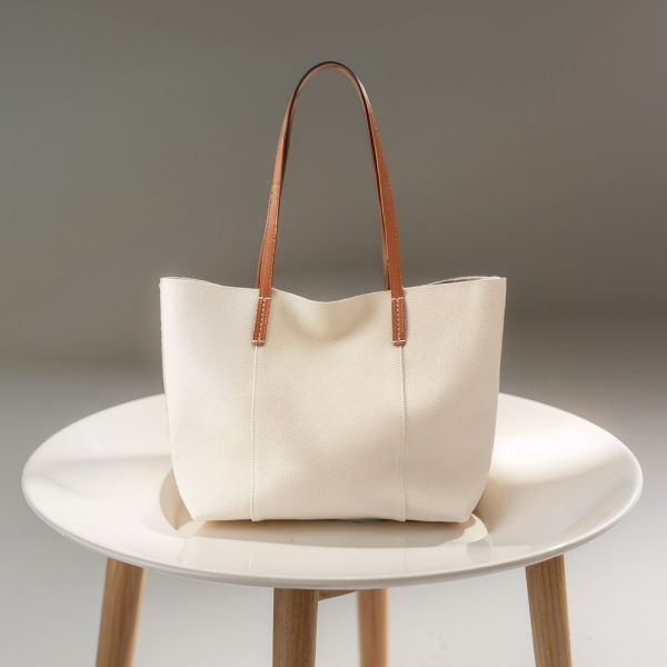 Luxury Genuine Leather Tote Bag for Women - Handmade Large Capacity Shoulder Bag for Work & Commute