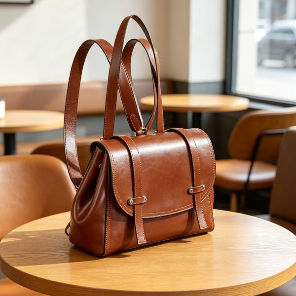 New Genuine Leather Small Backpack Waxed Cowhide Women's Multi-Function Backpack Shoulder Handbag Casual Versatile Bag