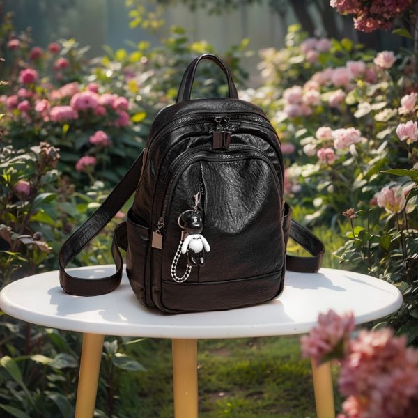 Soft Leather Dual Shoulder Bag Women 2024 New Fashion Korean Casual Large Capacity Soft Leather Versatile Small Backpack Trend