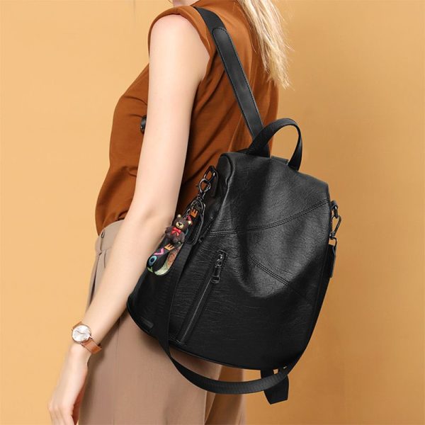 Women's Soft Leather Backpack New Fashion Casual Large Capacity Anti-Theft Travel Bag