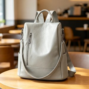 Soft Leather Anti-Theft Backpack for Women, Korean Style Simple New Design, Large Capacity Casual Shoulder Bag 2-in-1
