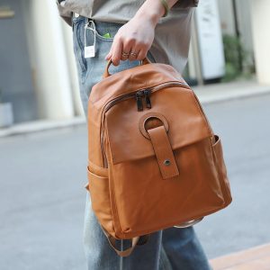 Luxury Genuine Leather Women's Backpack - New Large Capacity Soft Leather Tote Bag with Color Blocking Design, Versatile European Style Shoulder Bag