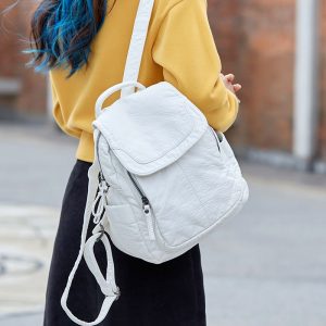 Women's Soft Leather Backpack - Large Capacity Travel Bag, Spring Summer New Simple Fashion Backpack, Student School Bag Casual Versatile